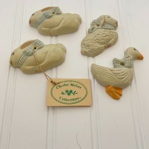 1982 CHARLEE MCGEE 4 HAND PAINTED POTTERY  ANIMALS